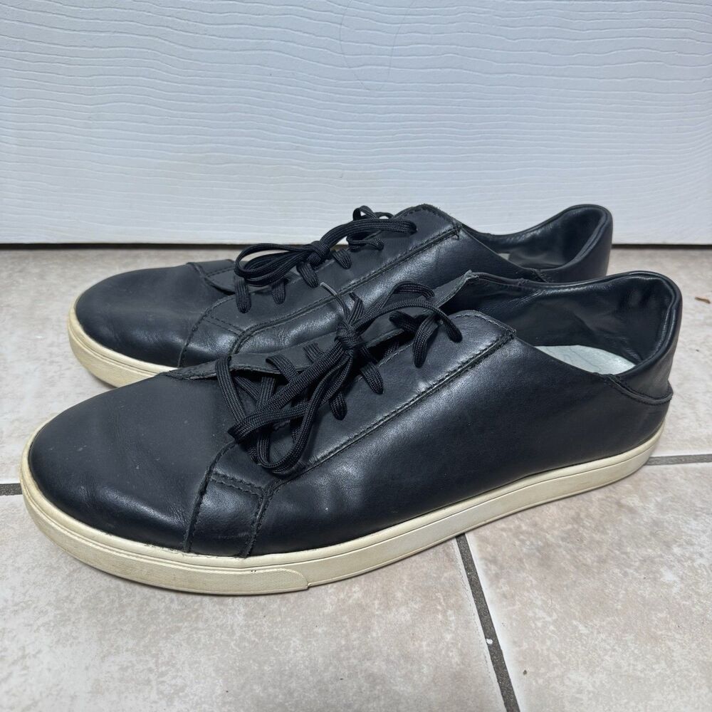 Olakai Mens 13 Kaha Pahaha Leather Waterproof Black Casual Office Sneakers